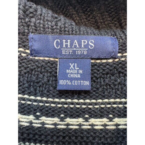 Chaps Womens Turtleneck Sweater XL Black & Cream Striped Patterned - Picture 2 of 10